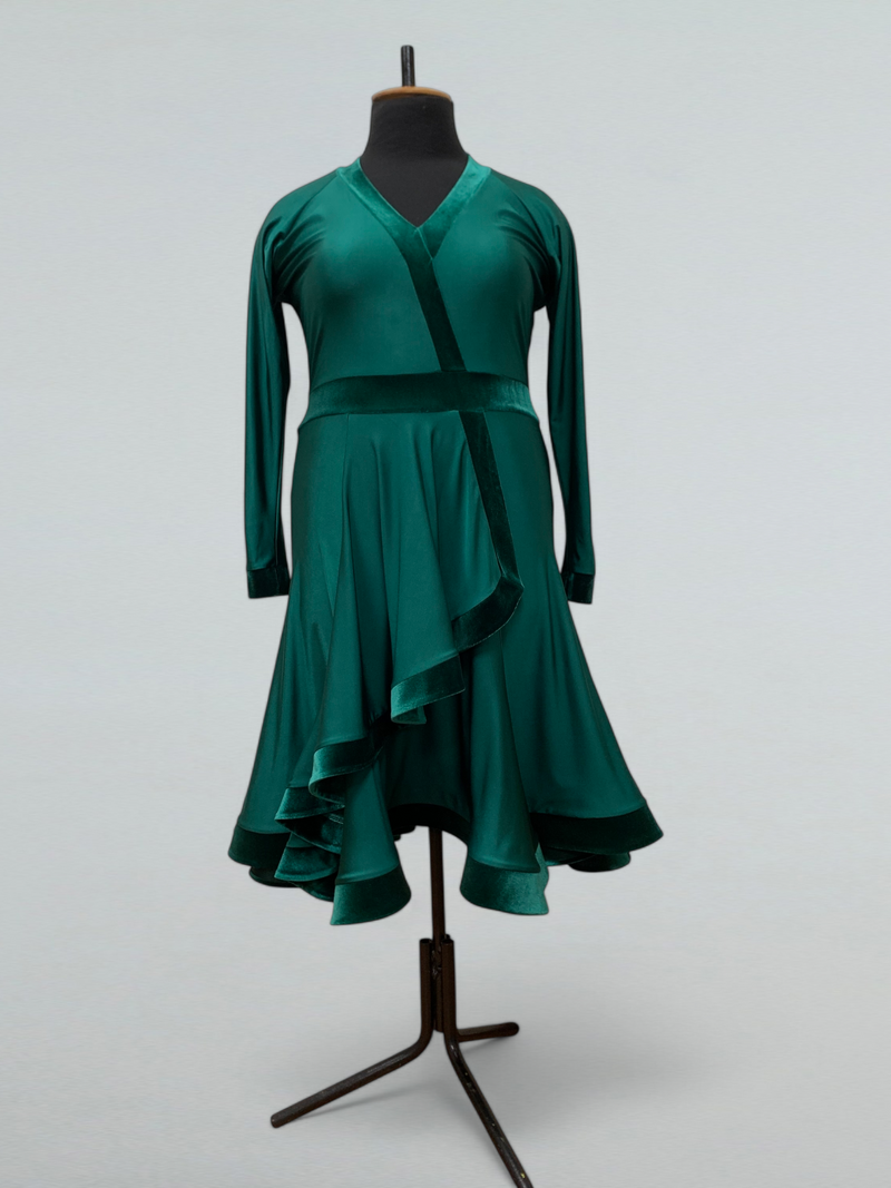 green ballroom dress Green Grass Grow: Ballroom Dance Dress. Custom made Ballgown for standard / smooth with Swarovski