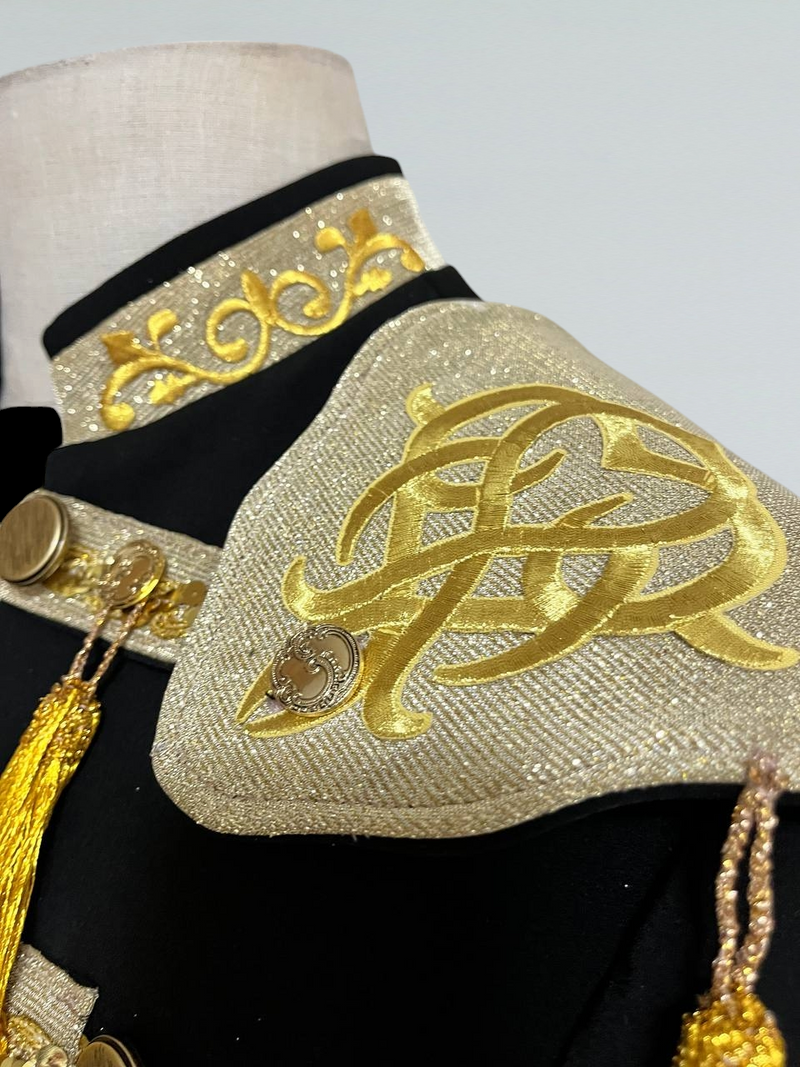 Spanish-Style Embroidered Dance Jacket with Gold Tassels