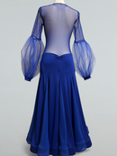 Striking Royal Blue Ballroom Gown with Dramatic Tulle Sleeves