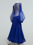 Striking Royal Blue Ballroom Gown with Dramatic Tulle Sleeves