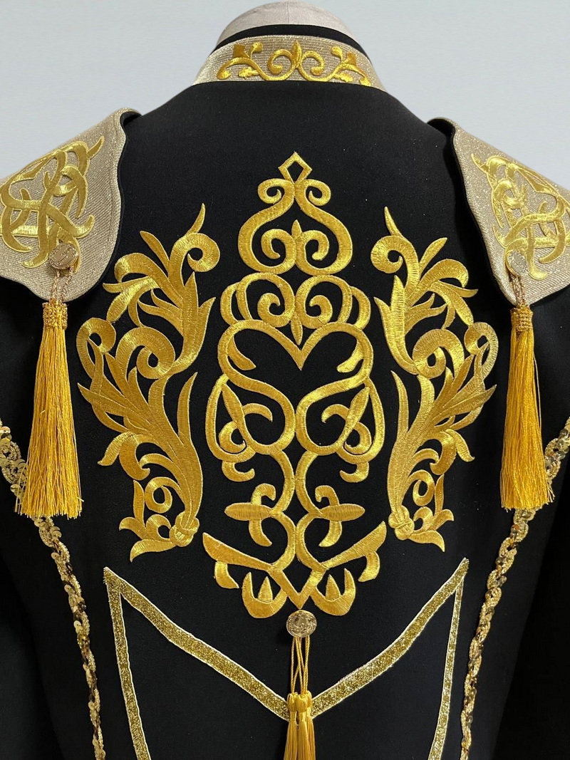 Spanish-Style Embroidered Dance Jacket with Gold Tassels