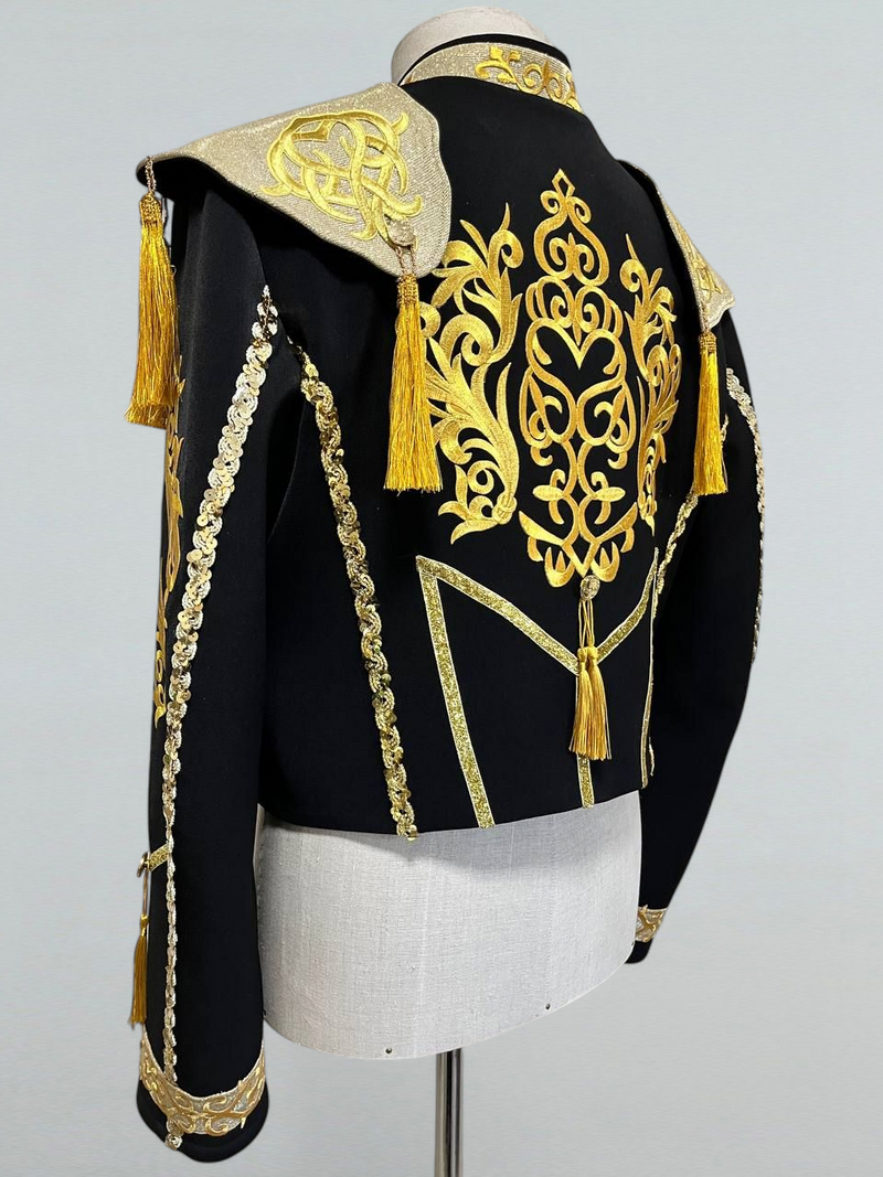 Spanish-Style Embroidered Dance Jacket with Gold Tassels