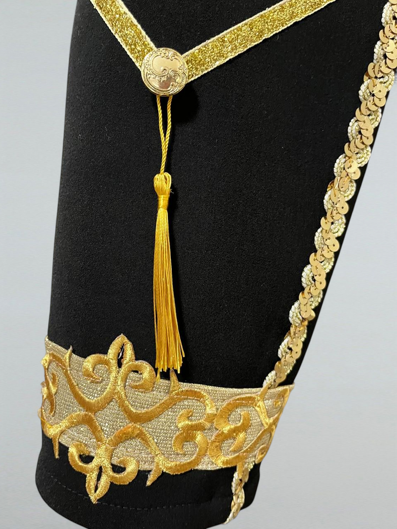 Spanish-Style Embroidered Dance Jacket with Gold Tassels