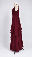 Layered chiffon gown side profile