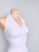 Gathered halter bodice close-up