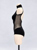 Velvet bodysuit side profile with mesh
