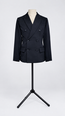 Navy double-breasted men's dance jacket front