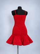 Gathered back seam with thin straps