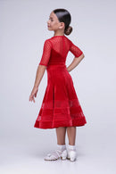Ball gown for the dance floor, in velor and polka dot mesh insert