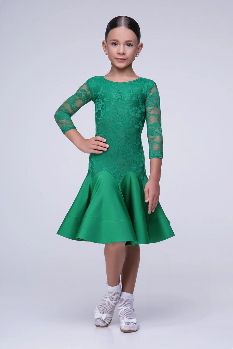 Rating dance dress made of supplex and elastic guipure based on bodysuit