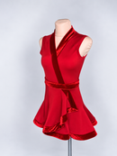 Velvet trim dance dress three-quarter view