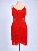 Red fringe latin dress front view