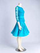 Turquoise lace dress angled view