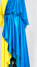 Sheer chiffon overlay and satin close-up