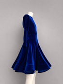 Royal Blue Girls Velvet Ballroom Dress with Full Circle Skirt