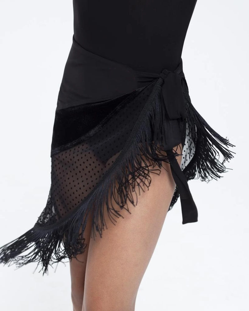 Black fringe dance scarf skirt