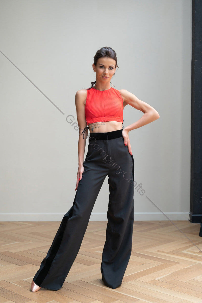 Black wide-leg dance pants