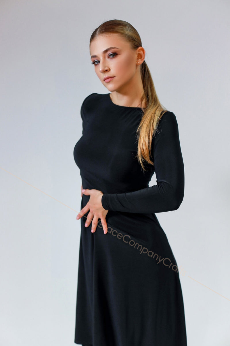 Women's Black Dance Dress with Open Back