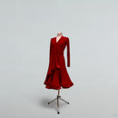Red Dance Dress with Velvet Trim and Flared Skirt