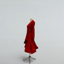 Red Dance Dress with Velvet Trim and Flared Skirt
