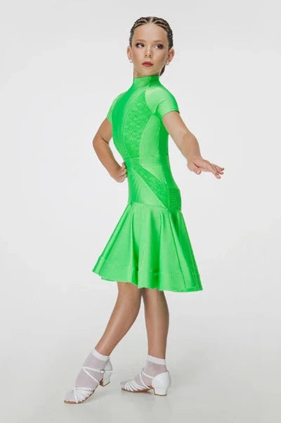 Ranking ballroom dance dress made of supplex, elastic guipure trim