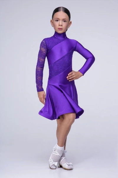 Rating dress for the ballroom program from supplex and elastic guipure