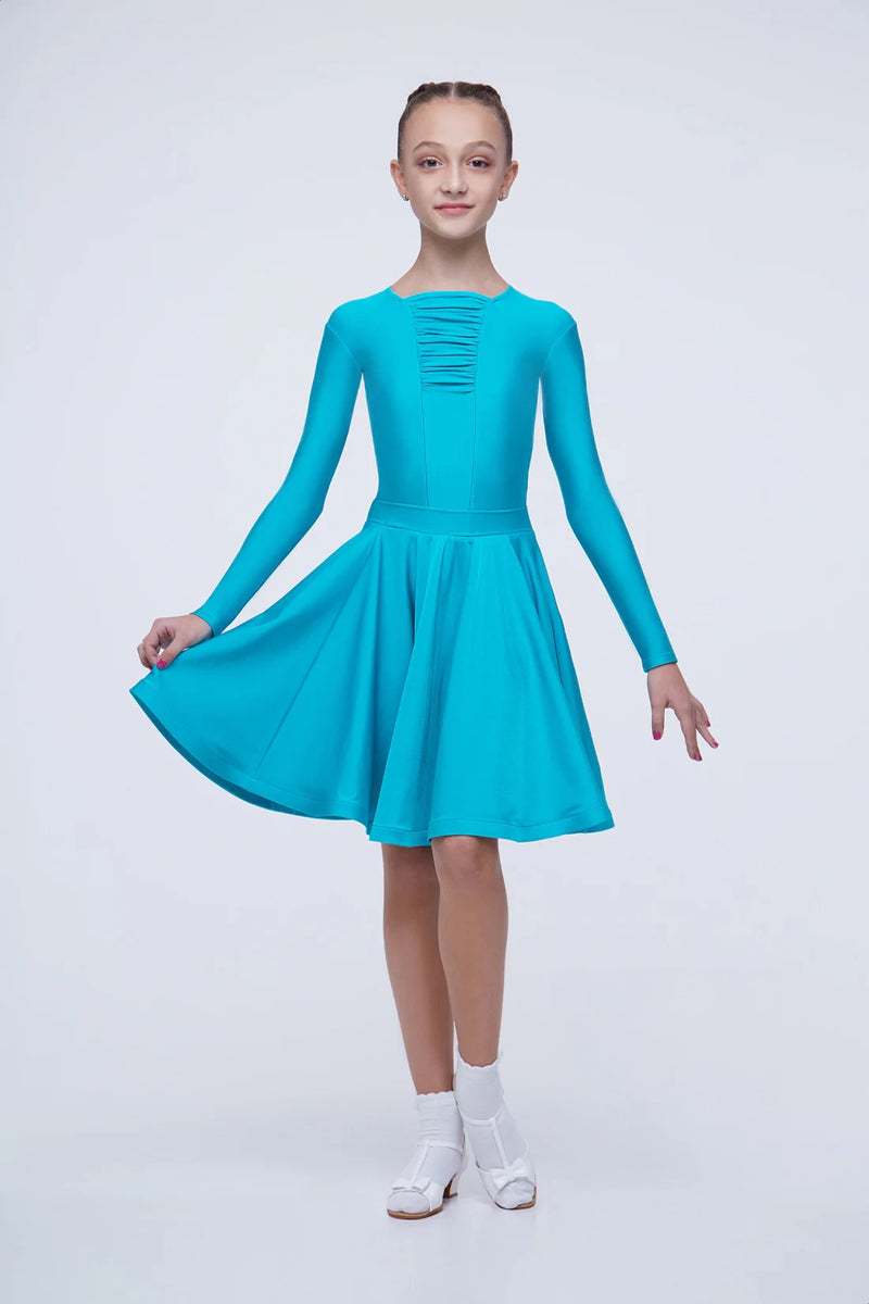 Dance dress for performances on the dance floor made of supplex with long sleeves