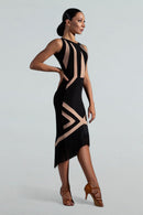 Dual-Tone Figure-Enhancing Fringed Tango Dress