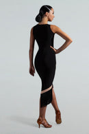 Dual-Tone Figure-Enhancing Fringed Tango Dress