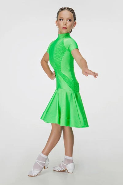 Ranking ballroom dance dress made of supplex, elastic guipure trim