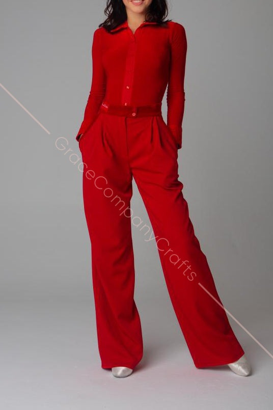 Red Tango Pants with Pintucks