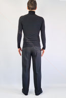 Men's no-pocket dance trousers with satin waistband and stitched pleats at the front