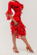 red ballroom skirt