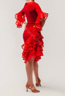 red ballroom skirt