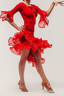 red ballroom skirt