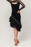 Guipure Long Sleeve Ballroom Dance Blouse