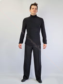 Black dance shirt. Men's dance shirt.Dancing clothes.High collar shirt.Dance shirt with slits