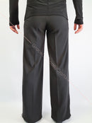 Trousers for ballroom dancing without pockets, without tucks, velor stripes