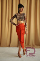 Leopard Print Cropped Long Sleeve Women's Golf. Ballroom dancing golf.