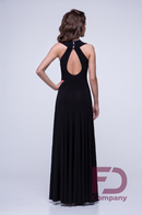Black dress for a standard tight-fitting silhouette. Long black dress for ballroom dancing.