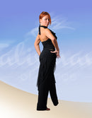 Women's dance pants with a high waist, mesh frill on the side