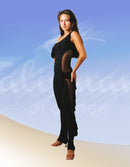 Original asymmetrical jumpsuit with flounces and mesh on the side