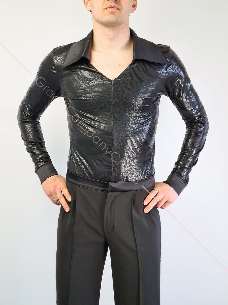 Black men's jumpsuit for dancing with shorts