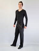 Long Sleeve Black Dance Shirt.Men's dance shirt.Dancing clothes.Dance costume