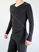 Long Sleeve Black Dance Shirt.Men's dance shirt.Dancing clothes.Dance costume