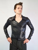 Black men's jumpsuit for dancing with shorts