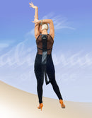 Sleeveless top with leather inserts