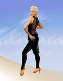 Sleeveless top with leather inserts