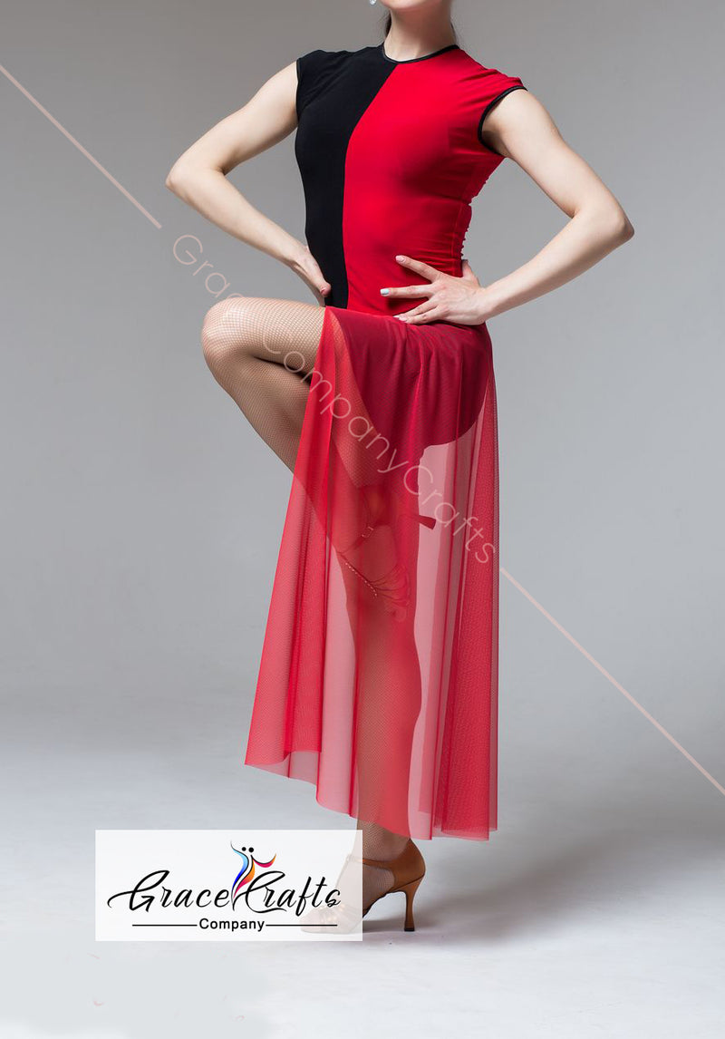 contrast red dance dress