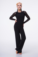 Printed guipure ballroom blouse